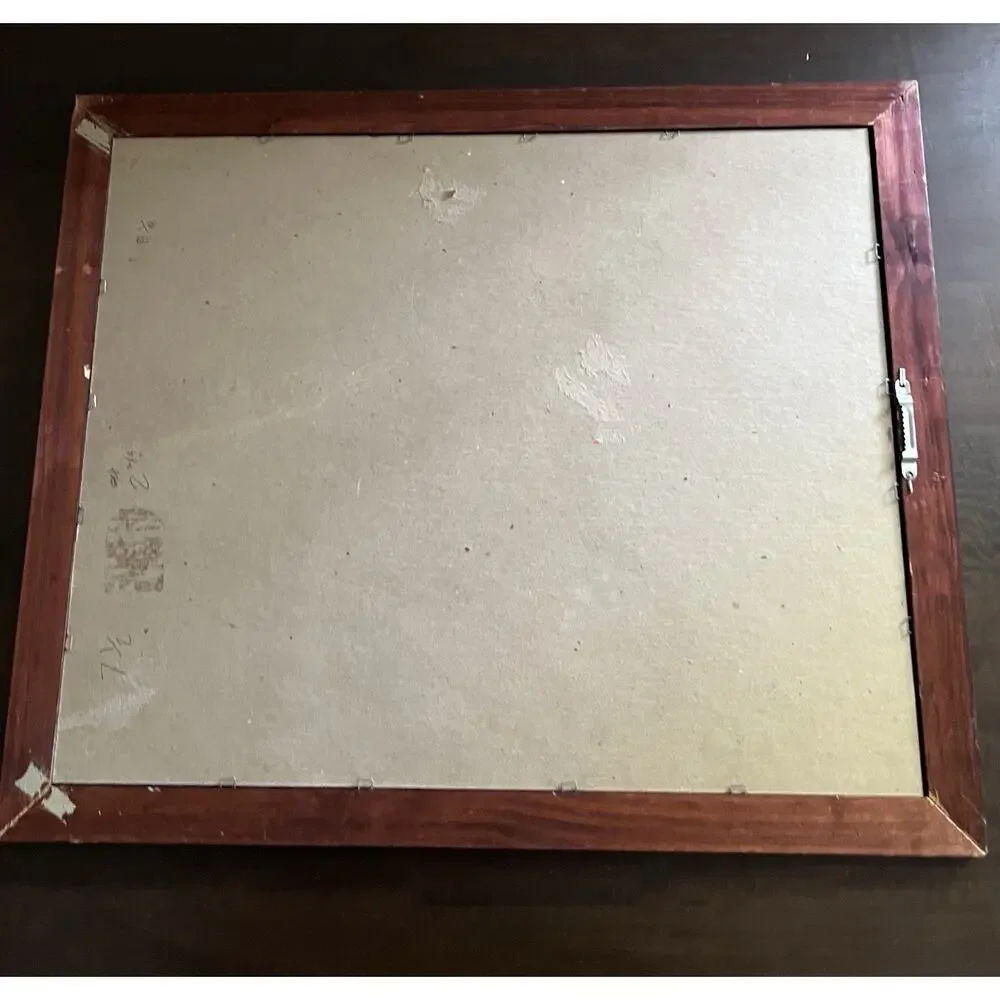 Vtg Romantic Etched Floral Flower Magnolia Oval Mirror Wood Frame Granny Retro